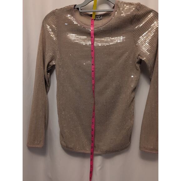 Free People NWT Small light tan sequin top msrp $29.95 - Picture 6 of 10